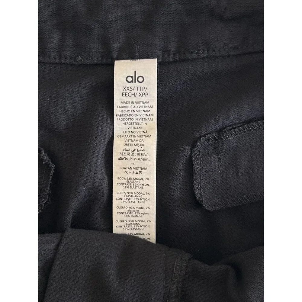 ALO YOGA Womens Black Wide Leg Cargo Trouser Pants Size XXS See Measurmnt Photo